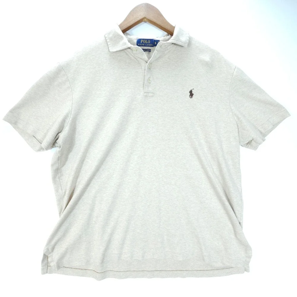Polo Ralph Lauren Mens XL Tan Streetwear Pima Soft Touch Short Sleeve Polo Shirt